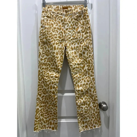 NWT Mother The Hustler Ankle Fray Prowl Animal Print High Rise Denim Jeans Sz 27 - Picture 2 of 9